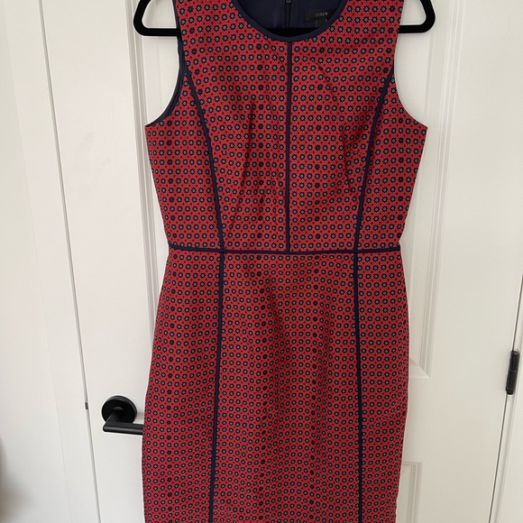 Gorgeous Beautiful J Crew Jacquard Work Dress (Red and Blue) - Picture 3 of 3